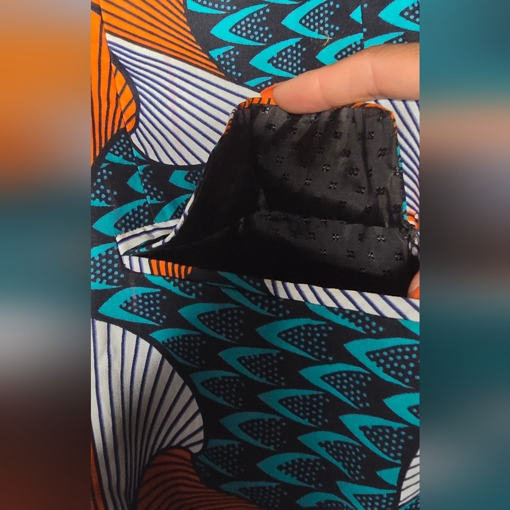 Afrocentric Womens Single Button Closure Blazer Orange and Teal Size L - Picture 3 of 8